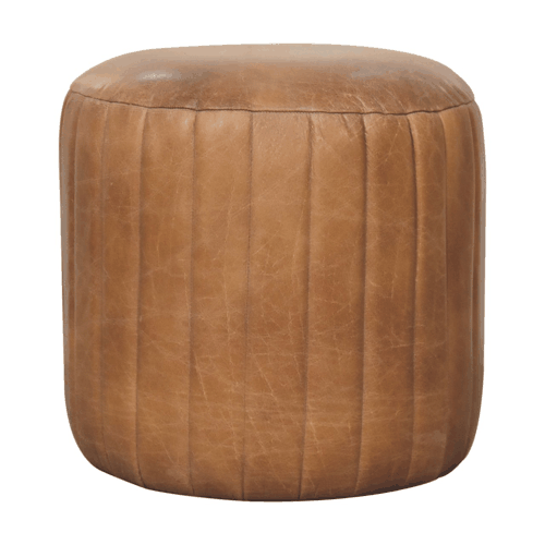 Buffalo Leather Boucle Footstool Artisan