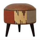 Durrie & Leather Mixed Footstool Artisan