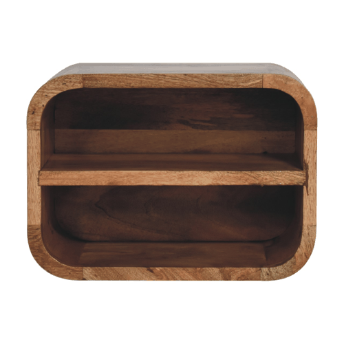 Oak-ish Floating Open Curve Nightstand Artisan