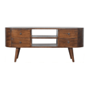 Chestnut 4-Drawers Rounded TV Stand Artisan