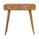 Oak-ish Curved Hallway Table w/2-Drawers Artisan