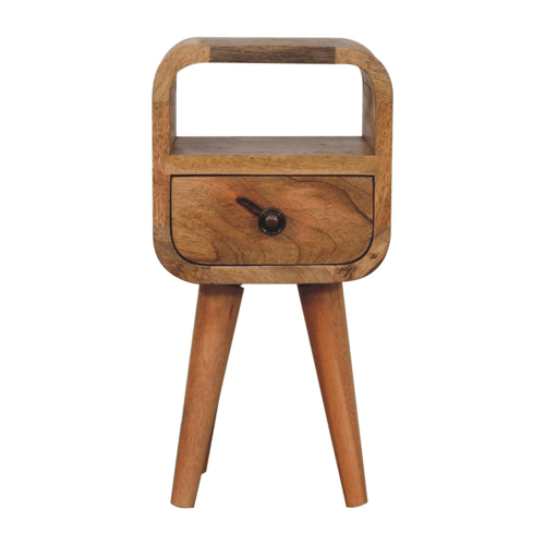 Extra Mini Oakish Curve Open Slot Bedside Nightstand Artisan