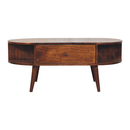 Chestnut Oval Coffee Table with 2 Drawer Artisan