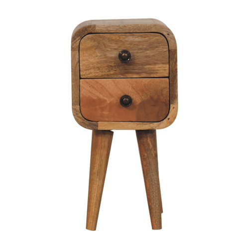 Extra Mini Curved Oak-ish Bedside Nightstand Artisan