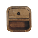 Extra Mini Curved Oak-ish Bedside Nightstand with Open Slot Artisan