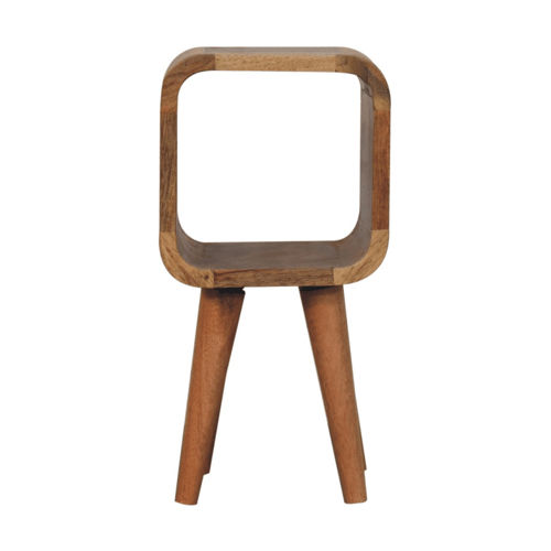 Extra Mini Minimalist Open Curved Oak-ish Bedside Nightstand Artisan