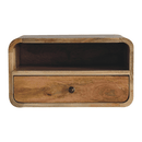 Large Oak-ish Curve Upper Slot Floating Bedside Nightstand Artisan