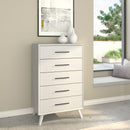 Bristol 5-Drawers Chest, White Alpine
