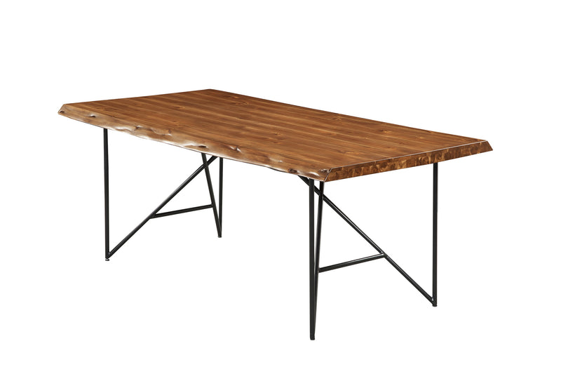 Daisy Rectangular Solid Wood Dining Table, Light Walnut