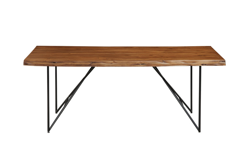 Daisy Rectangular Solid Wood Dining Table, Light Walnut