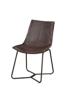 Daisy Set of 2 Bonded Leather Side Chairs, Dark Brown Alpine
