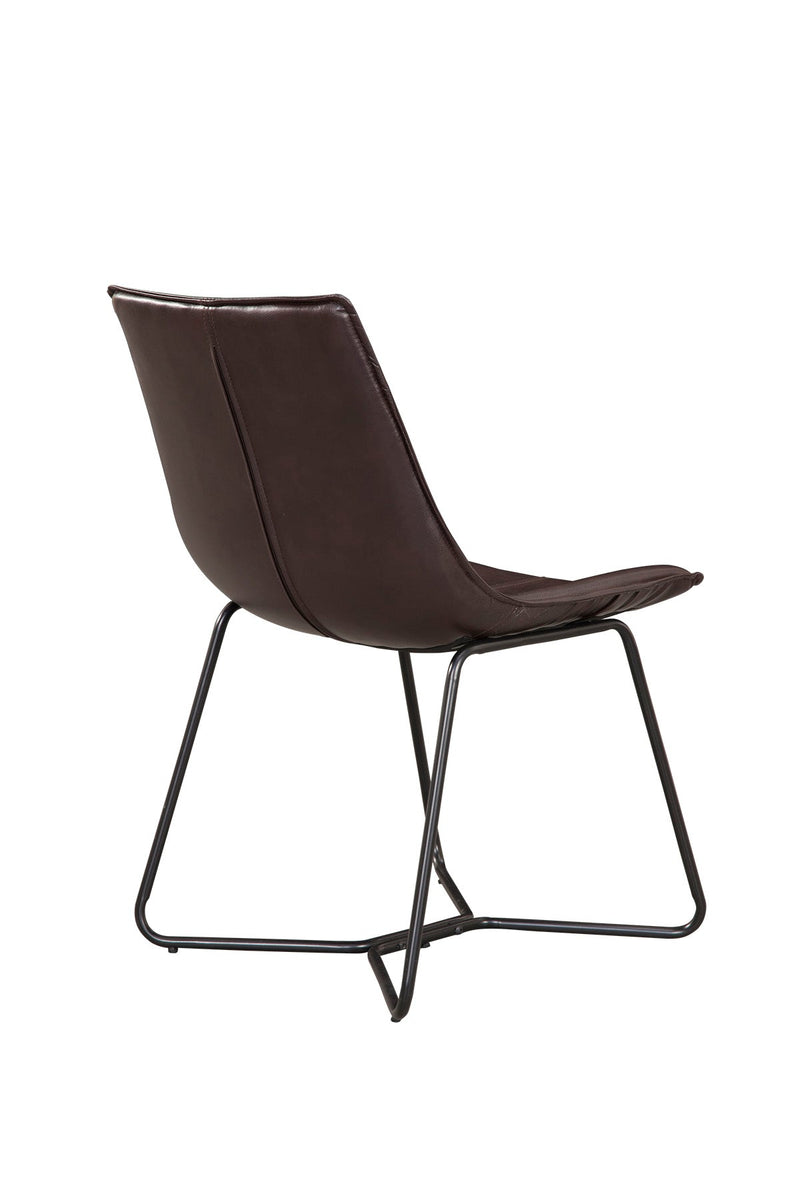 Daisy Set of 2 Bonded Leather Side Chairs, Dark Brown Alpine