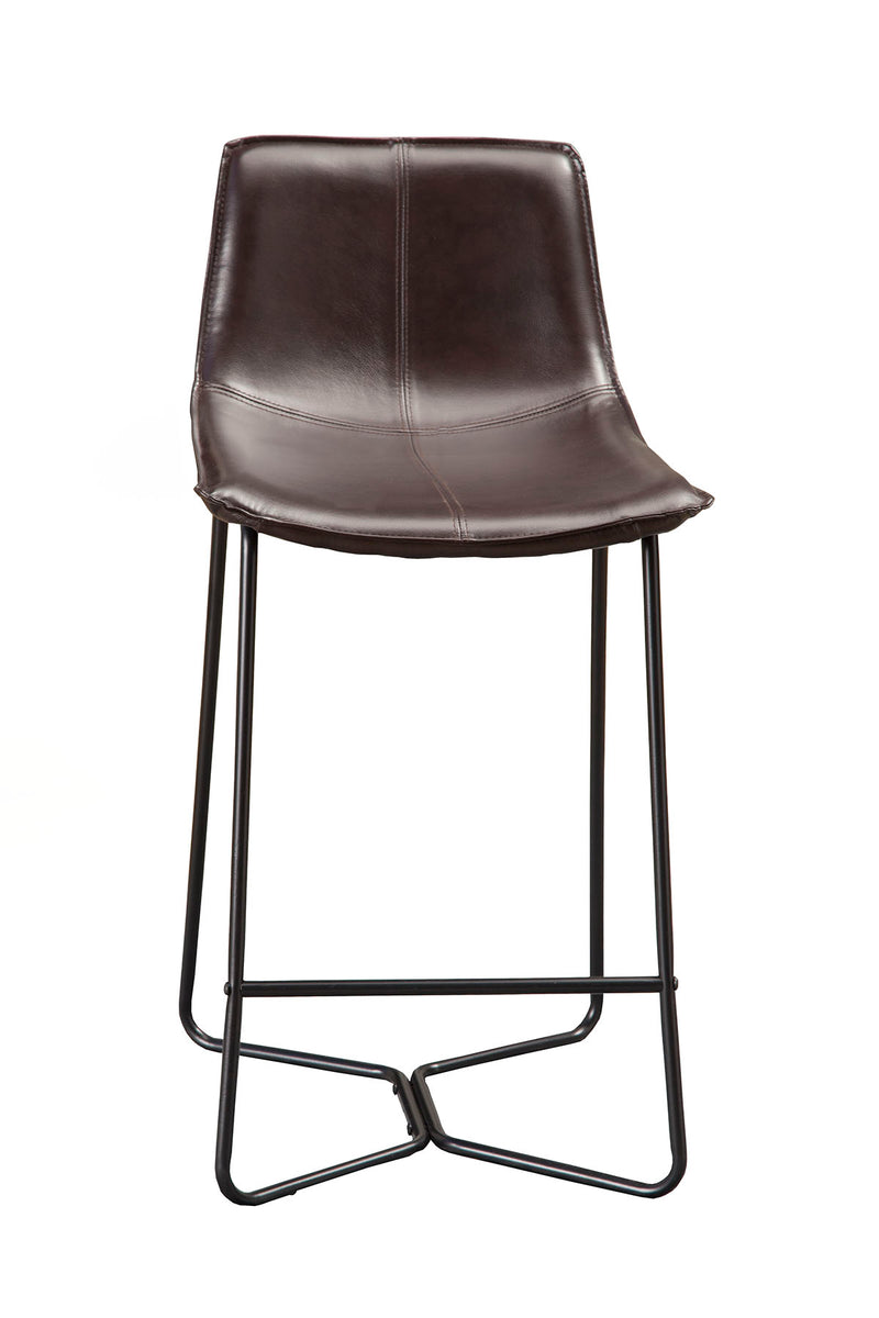 Daisy Set of 2 Bonded Leather Pub Chairs, Dark Brown