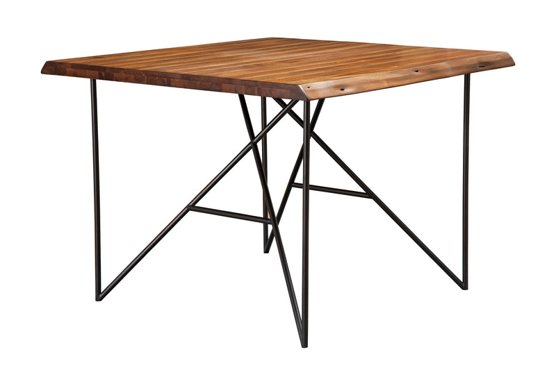 Daisy Solid Wood Pub Table w/Metal Legs, Light Walnut