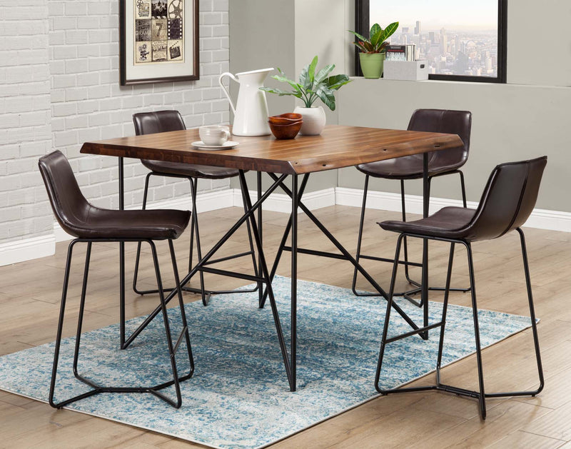 Daisy Solid Wood Pub Table w/Metal Legs, Light Walnut