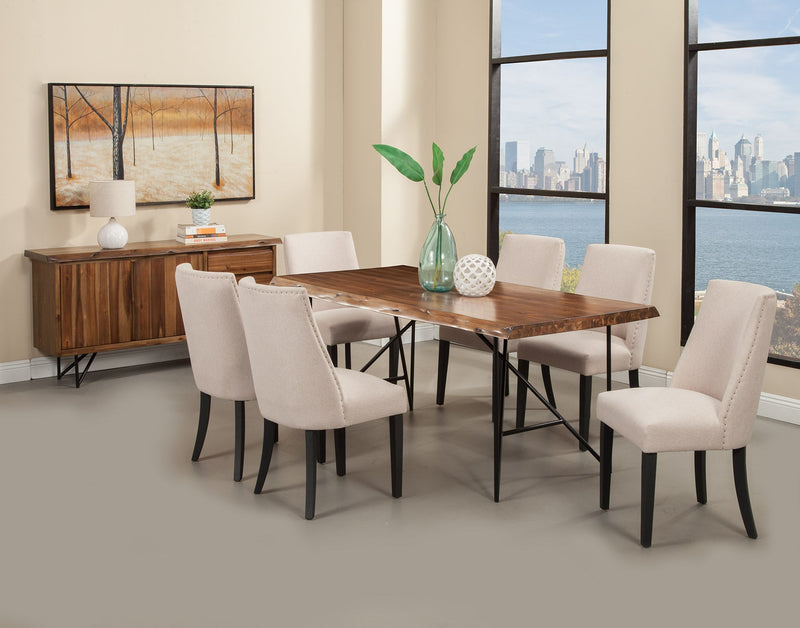 Daisy Set of 2 Upholstered Parson Chairs, Cream/Black Alpine