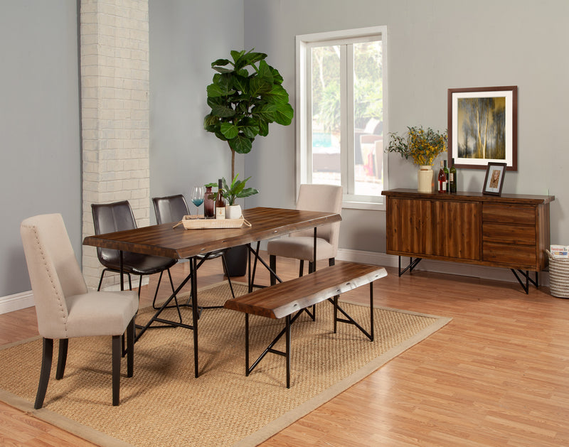 Daisy Rectangular Solid Wood Dining Table, Light Walnut