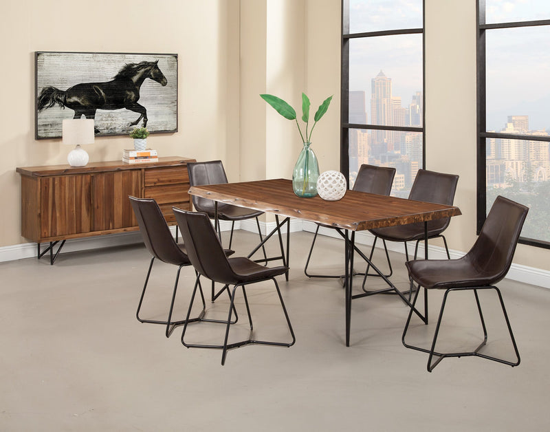 Daisy Set of 2 Bonded Leather Side Chairs, Dark Brown Alpine
