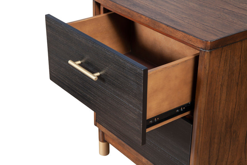 Amber Two Tone Dark Walnut & Black 2 Drawer Nightstand