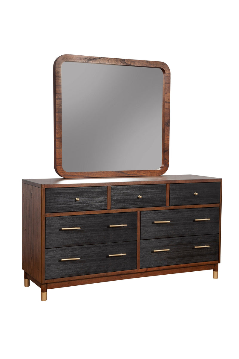 Amber Mirror with Mahogany Wood Trim Alpine
