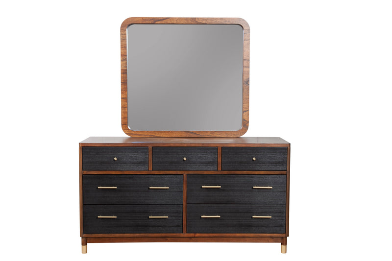 Amber Two Tone Dark Walnut & Black 7 Drawer Dresser