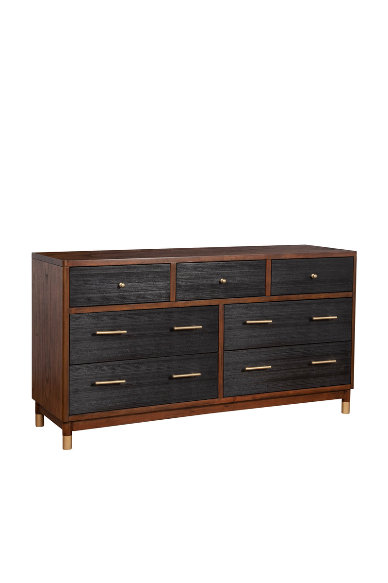 Amber Two Tone Dark Walnut & Black 7 Drawer Dresser