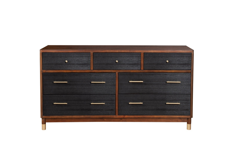 Amber Two Tone Dark Walnut & Black 7 Drawer Dresser