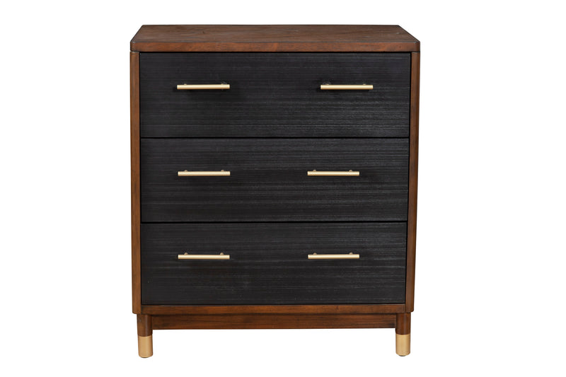 Amber Two Tone Dark Walnut & Black 3 Drawer Chest