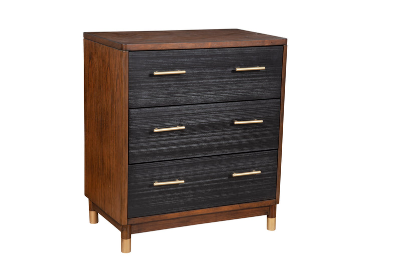 Amber Two Tone Dark Walnut & Black 3 Drawer Chest