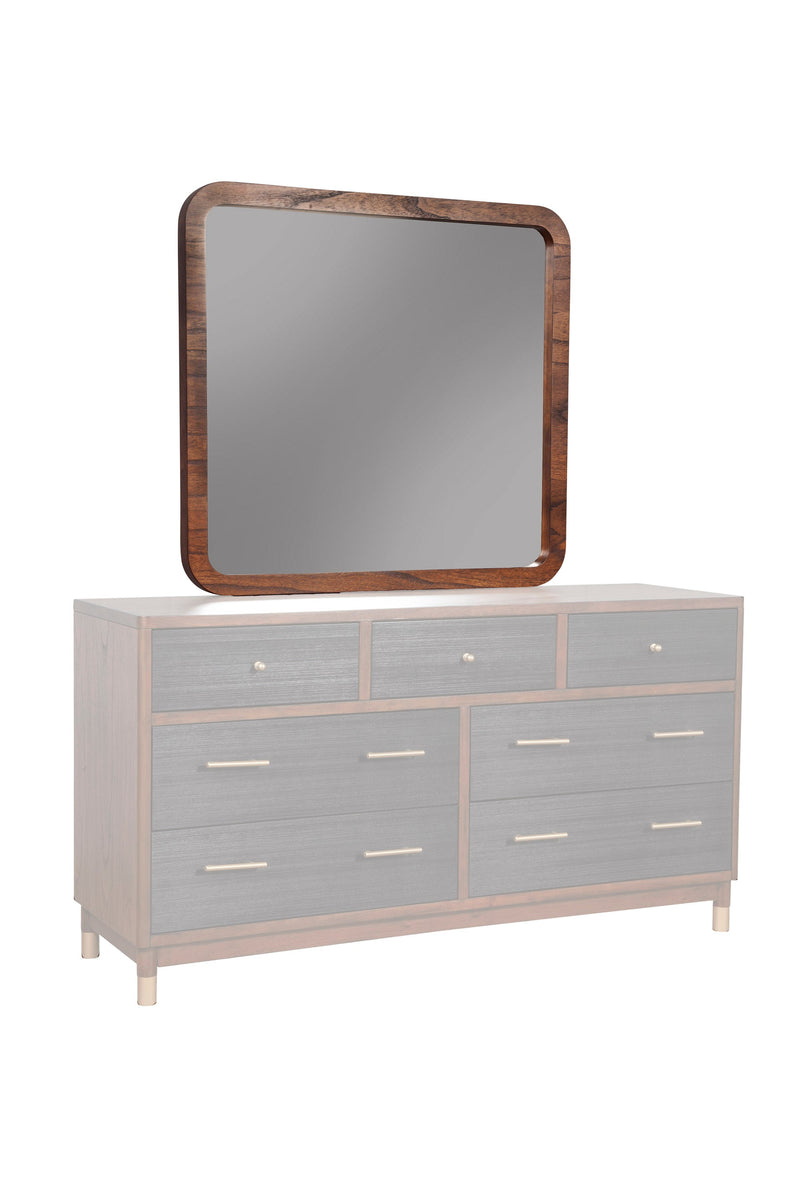 Amber Mirror with Mahogany Wood Trim Alpine