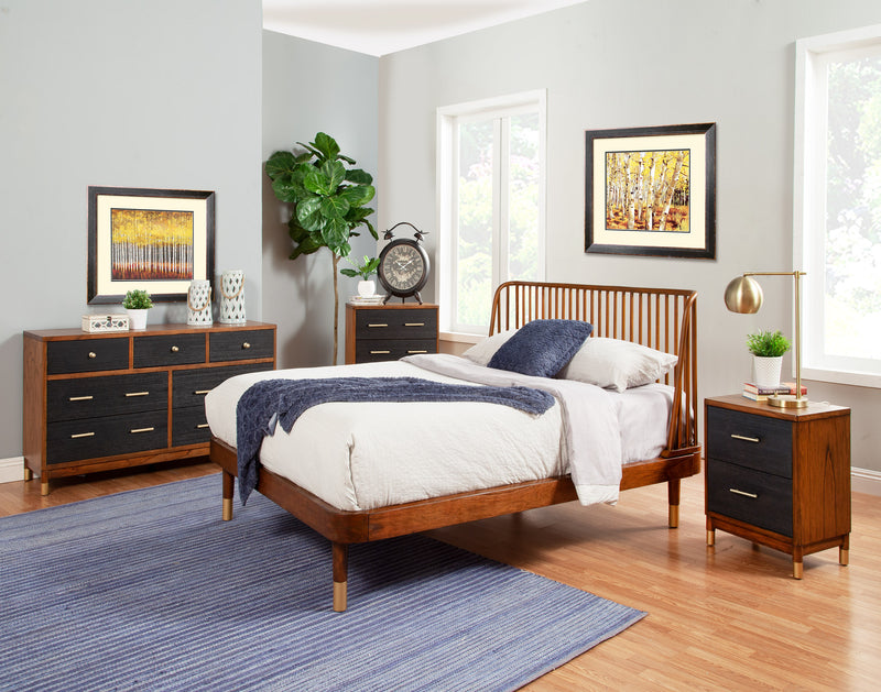 Amber Two Tone Dark Walnut & Black 7 Drawer Dresser