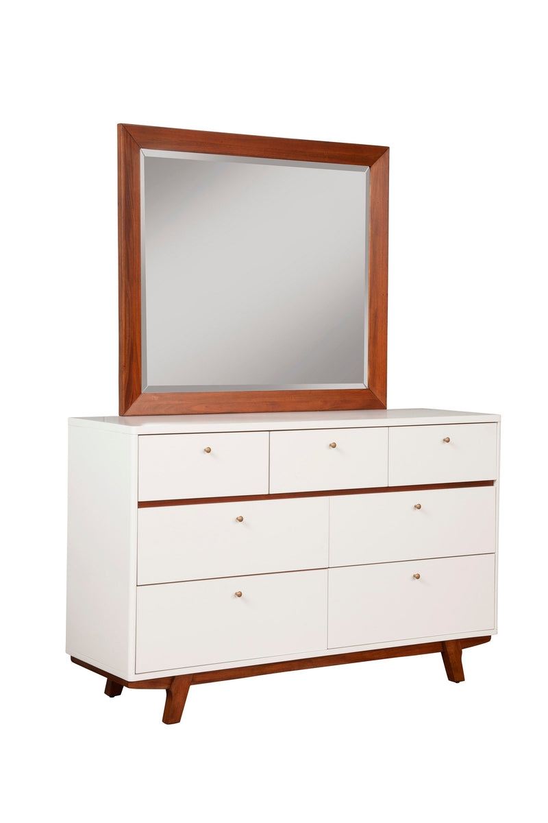 Emery Mirror with Mahogany Wood Trim Alpine