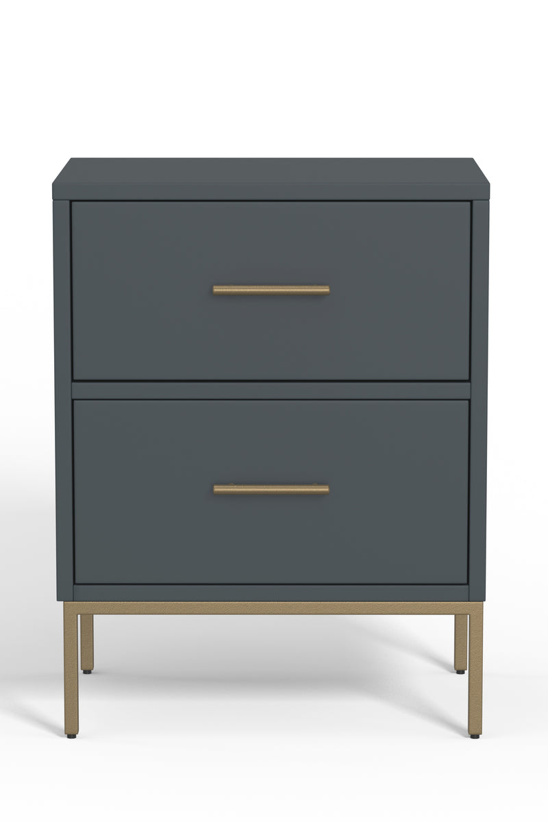 Aspen Two Drawer Nightstand, Slate Gray