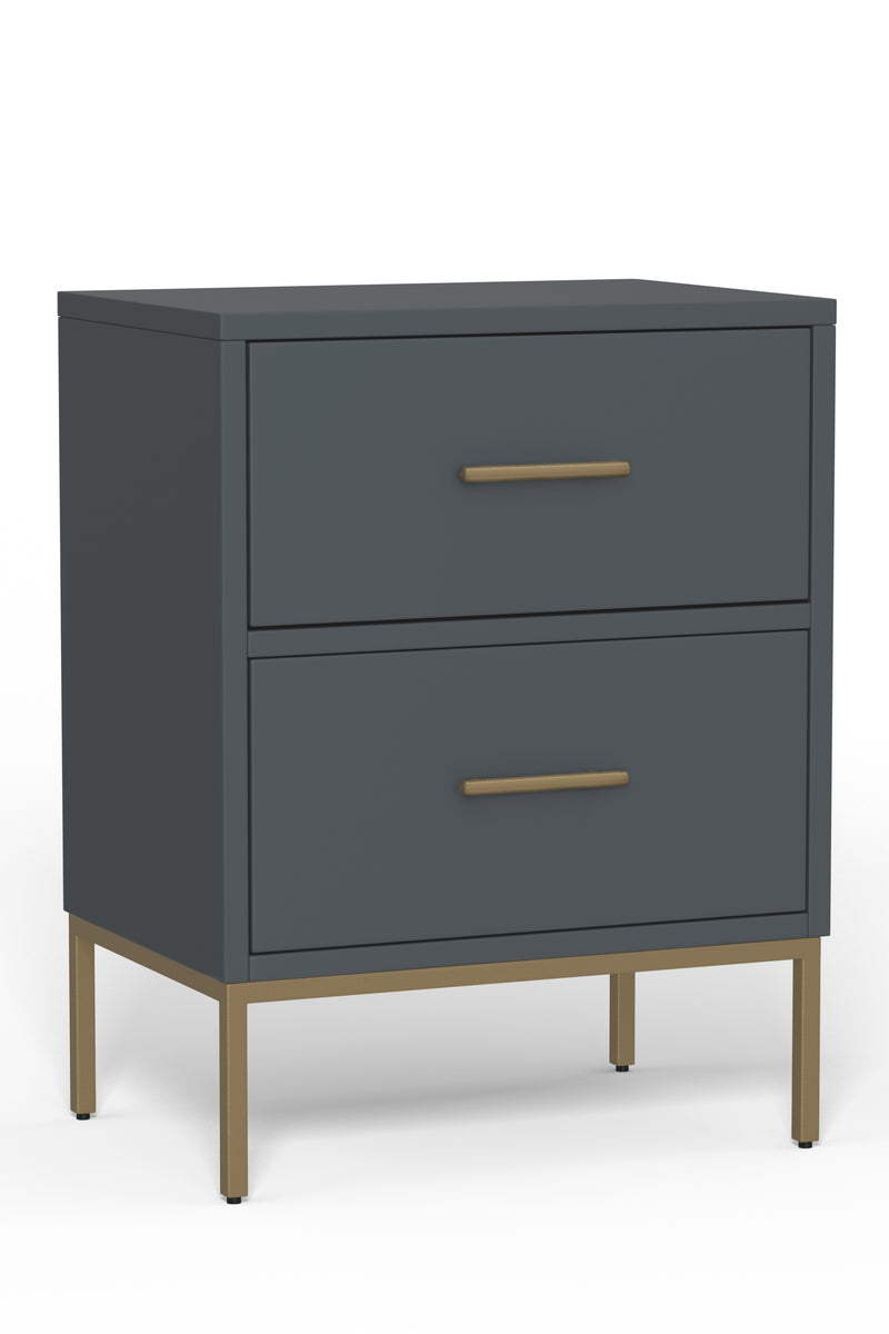 Aspen Two Drawer Nightstand, Slate Gray