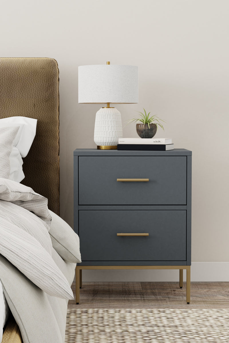 Aspen Two Drawer Nightstand, Slate Gray