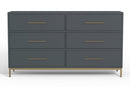 Aspen Six Drawer Dresser, Slate Gray Alpine
