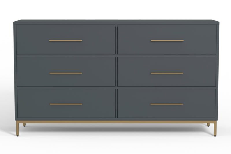 Aspen Six Drawer Dresser, Slate Gray