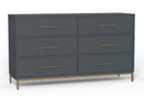 Aspen Six Drawer Dresser, Slate Gray Alpine