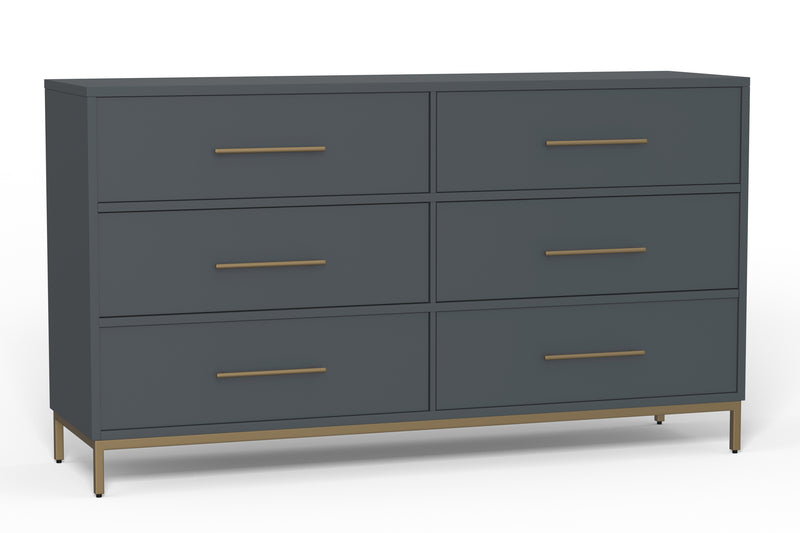 Aspen Six Drawer Dresser, Slate Gray