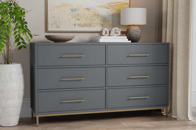 Aspen Six Drawer Dresser, Slate Gray