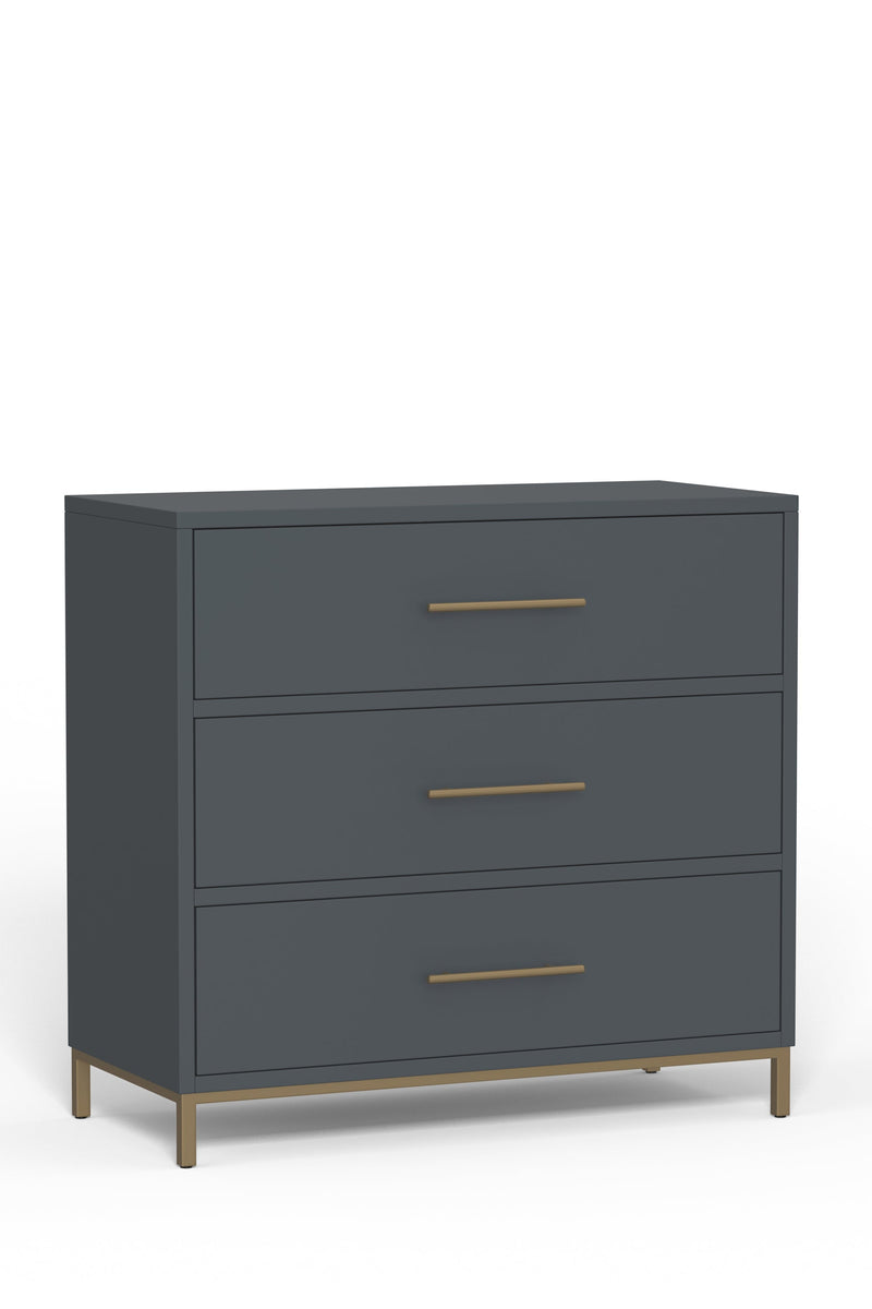 Aspen Three Drawer Chest, Slate Gray Alpine