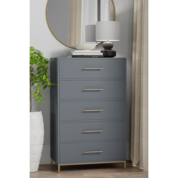 Aspen Five Drawer Chest, Slate Gray Alpine