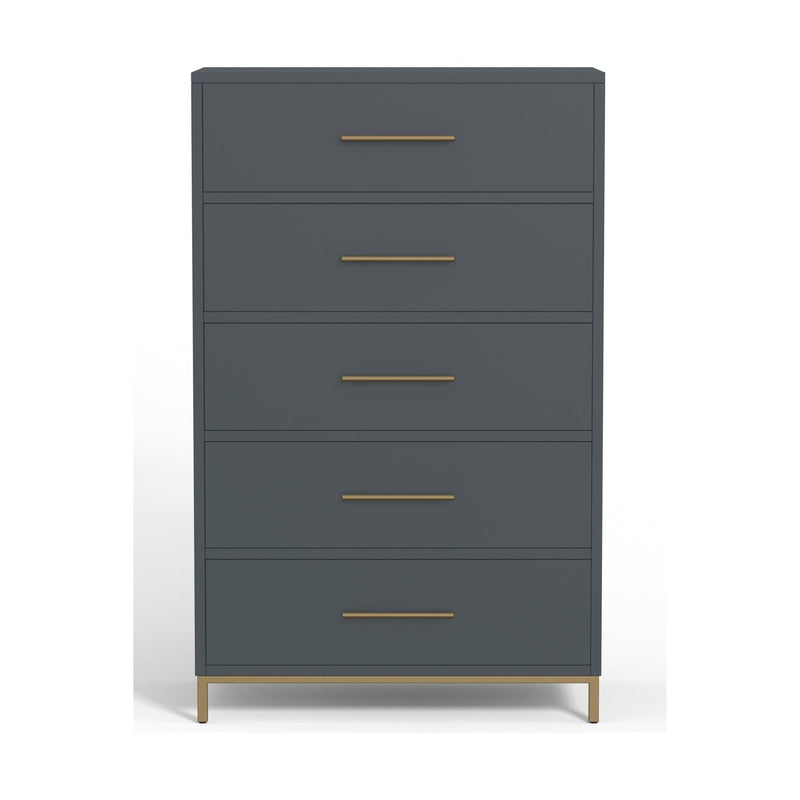 Aspen Five Drawer Chest, Slate Gray Alpine