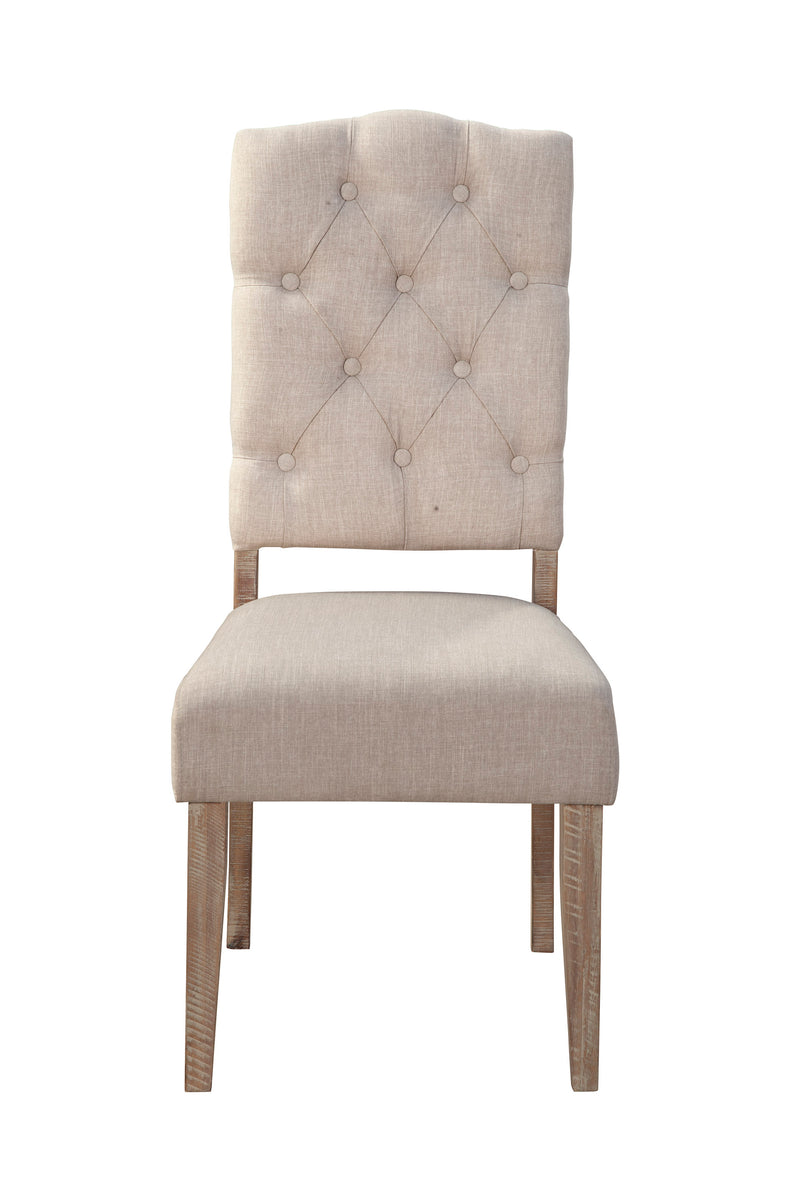 Caldwell Set of 2 Button Tufted Parson Chairs, Weathered Natural