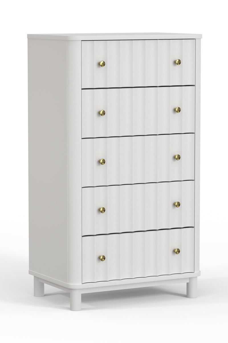 Daylan 5 Drawer Chest, White Alpine