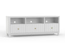 Daylan TV Stand with 3 Drawers & 3 Open Shelves, White Alpine