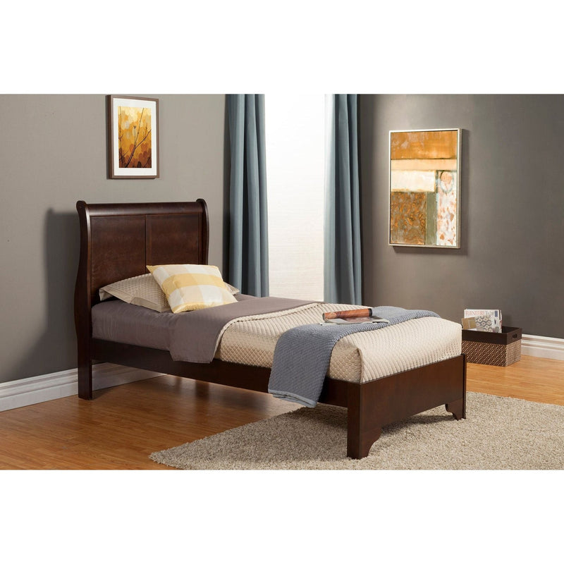 Aiden Twin Low Footboard Sleigh Bed, Cappuccino Alpine
