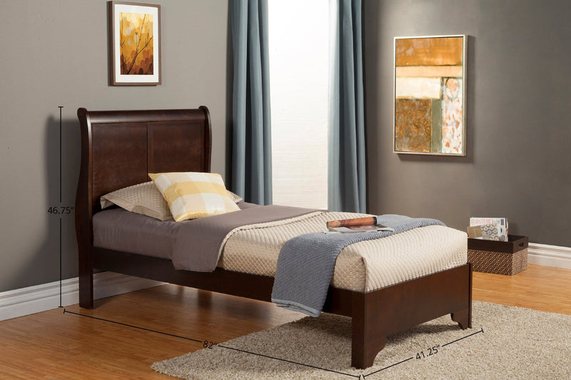 Aiden Twin Low Footboard Sleigh Bed, Cappuccino