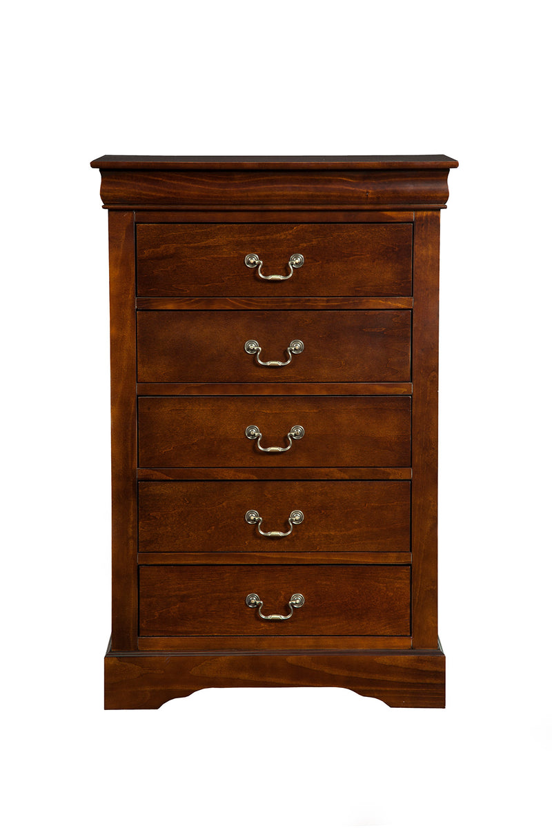 Aiden 5 Drawer Tall Boy Chest, Cappuccino