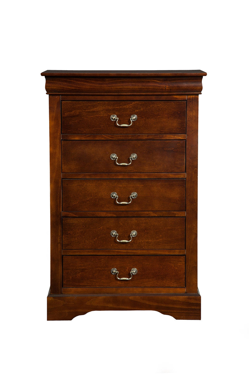 Aiden 5 Drawer Tall Boy Chest, Cappuccino Alpine